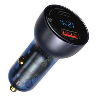 Incarcator auto Baseus, Type-C PD3.0, USB QC4.0, 65W, Gri