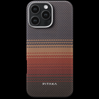 Set Husa Husa MagEZ 5 Pitaka Sunset, Aramida iPhone 16 Pro Max, MagSafe si MagEZ Grip 3, Suport magnetic pentru telefon cu inel de prindere, Sunset