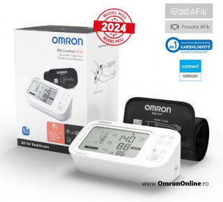 OMRON M6 Comfort AFib (HEM-7380-E) - Tensiometru de brat, detectare fibrilatie atriala (Afib), manseta inteligenta Intelli Cuff, afisaj DUAL - Omron