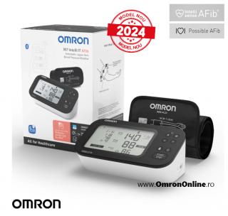 OMRON M7 Intelli IT AFib (HEM-7380T1-EBK) cu Bluetooth - Tensiometru de brat, detectare fibrilatie atriala, manseta inteligenta Intelli Cuff, transfer date Omron Connect, afisaj DUAL