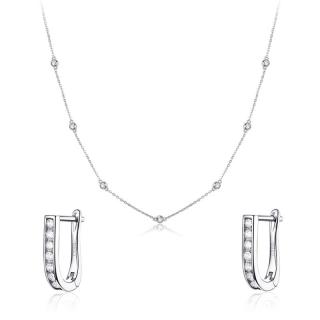 Set bijuterii din argint Crystal String, colier si cercei