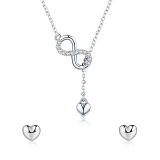 Set bijuterii din argint Infinity Heart, colier si cercei