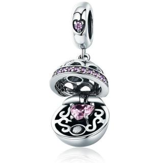 Talisman din argint Pink Heart Box