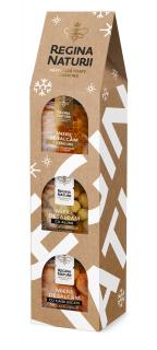 Set miere   Perfect Gift   Regina Naturii, 3 x 250g (Miere de salcam cu alune de padure, Miere de salcam cu caise, Miere de salcam cu fagure)