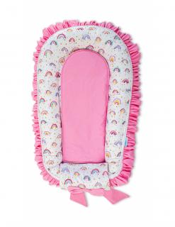 Baby Nest Premium din Bumbac, model fundita roz