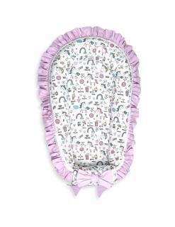 Baby Nest Premium din Bumbac, unicorn cu roz deschis