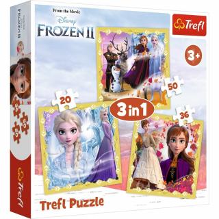 Puzzle Trefl 3 in 1, Frozen II, Ana si Elsa