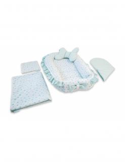 Set 5 piese Baby Nest Premium din Bumbac, model fundita menta