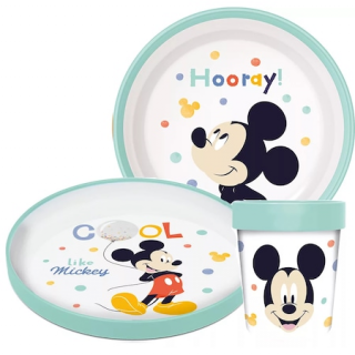 Set de masa Disney Mickey Mouse, antiderapant, din plastic pentru cuptorul cu microunde