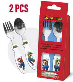 Set de tacamuri din inox pentru copii Super Mario