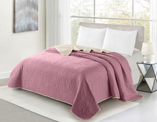 Cuvertura de pat reversibila, Dilios, Florena, 160x220 - ecru ash pink