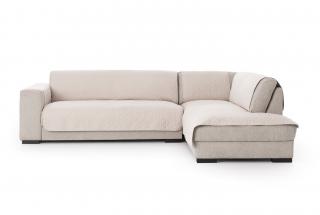 Husa coltar 2 piese, tip L cu sezlong, Belmarti, Geo Teflon, Beige - Dreapta