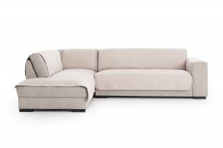 Husa coltar 2 piese, tip L cu sezlong, Belmarti, Geo Teflon, Beige - Stanga