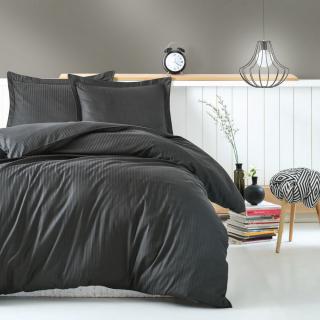 Lenjerie de pat damasc satinat premium, bumbac 100%, Cotton Box, Anthracite