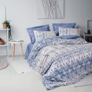 Lenjerie de pat ranforce, doua persoane, bumbac 100%, Cotton Box, Cleo - Blue