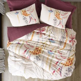 Lenjerie de pat ranforce, doua persoane, bumbac 100%, Cotton Box, Flos - Claret Red