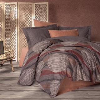 Lenjerie de pat ranforce, doua persoane, bumbac 100%, Cotton Box, Fluss - Cinnamon