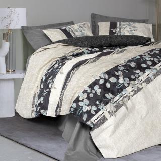 Lenjerie de pat ranforce, doua persoane, bumbac 100%, Cotton Box, Lehlare - Anthracite