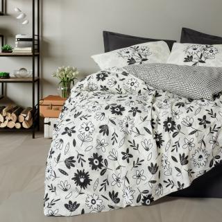 Lenjerie de pat ranforce, doua persoane, bumbac 100%, Cotton Box, Meresa - Black