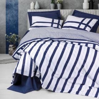 Lenjerie de pat ranforce, doua persoane, bumbac 100%, Cotton Box, Nifty - Dark Blue