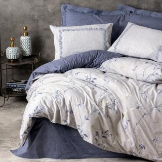 Lenjerie de pat ranforce, doua persoane, bumbac 100%, Cotton Box, Nitsa - Dark Blue