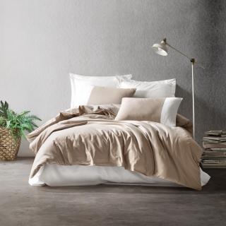 Lenjerie de pat ranforce, doua persoane, bumbac 100%, Cotton Box, Plain - Mink, Cream
