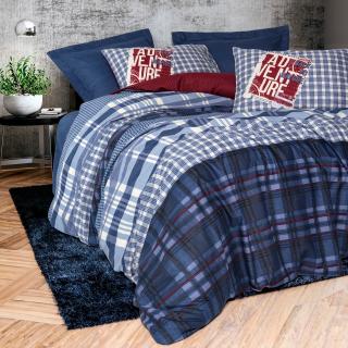 Lenjerie de pat ranforce, doua persoane, bumbac 100%, Cotton Box, Roger - Dark Blue