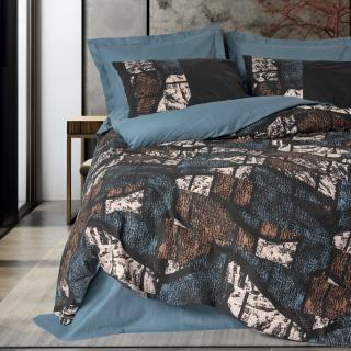 Lenjerie de pat ranforce, doua persoane, bumbac 100%, Cotton Box, Senso - Petrol Green