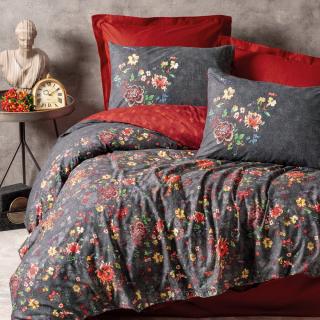 Lenjerie de pat ranforce, doua persoane, bumbac 100%, Cotton Box, Sierra - Claret Red