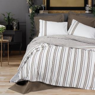Lenjerie de pat ranforce, doua persoane, bumbac 100%, Cotton Box, Swell - Brown