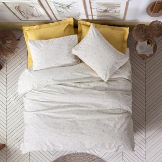 Lenjerie de pat ranforce, doua persoane, bumbac 100%, Cotton Box, Tiny - Mustard