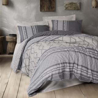 Lenjerie de pat ranforce, doua persoane, bumbac 100%, Cotton Box, Tonnia - Mink