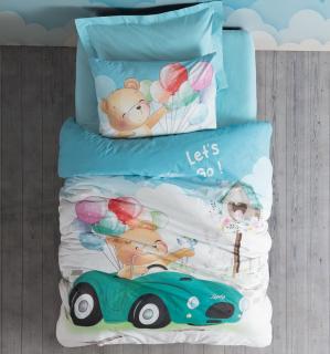 Lenjerie de pat ranforce, o persoana, bumbac 100%, Cotton Box, Buddy - Blue
