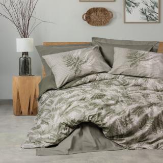 Lenjerie de pat ranforce, o persoana, bumbac 100%, Cotton Box, Frond - Khaki