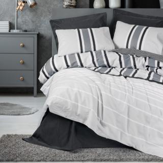 Lenjerie de pat ranforce, o persoana, bumbac 100%, Cotton Box, Nobby - Anthracite
