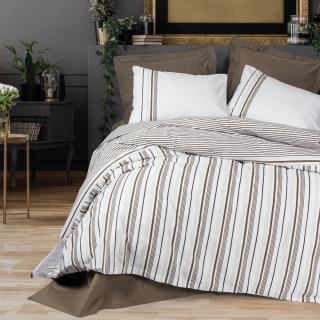 Lenjerie de pat ranforce, o persoana, bumbac 100%, Cotton Box, Swell - Brown