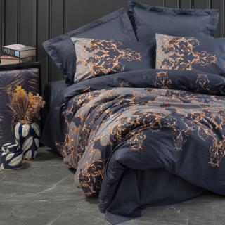 Lenjerie de pat satin, 6 piese, bumbac 100%, Cotton Box, Sarina - Dark Blue