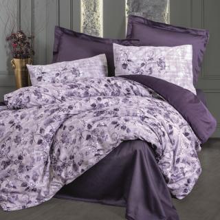 Lenjerie de pat satin, 6 piese, bumbac 100%, Cotton Box, Willow - Purple