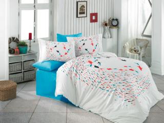 Lenjerie pat dublu, poplin, Hobby, Delfina - Turquoise