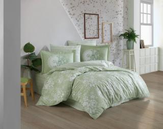 Lenjerie pat dublu, poplin, Hobby, Flora - Green