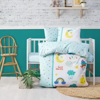 Lenjerie patut bebe, bumbac 100%, Cotton Box, Curcubeu