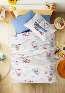 Lenjerie patut bebe, bumbac 100%, Cotton Box, Seaman - Blue