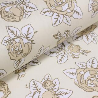 Material textil, Nanghin crem cu trandafiri, 100% bumbac
