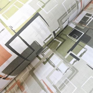 Material textil ranforce, 240cm, bumbac 100%, Alb cu patrate verzi