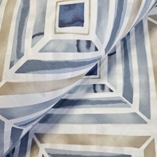 Material textil ranforce, 240cm, bumbac 100%, Alb cu romburi albastre
