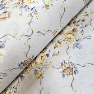 Material textil ranforce, 240cm, bumbac 100%, Crem cu trandafiri galbeni