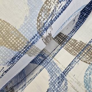 Material textil ranforce, 240cm, bumbac 100%, Gri deschis cu dreptunghiuri albastre