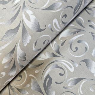 Material textil ranforce, 240cm, bumbac 100%, Maron cu frunze