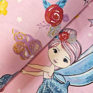 Material textil ranforce, bumbac 100%, Roz cu zane