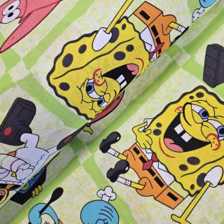 Material textil ranforce, bumbac 100%, Sponge Bob - verde